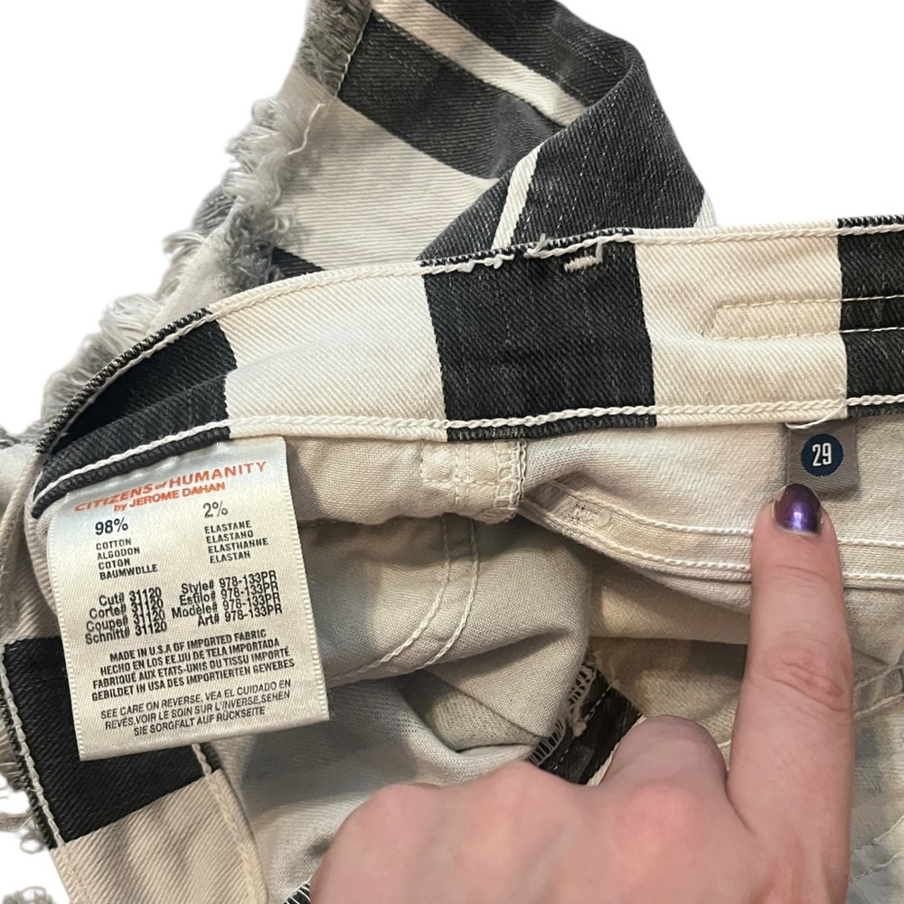 Citizens Of Humanity Striped Black & White Denim Cutoff Shorts 29 - Picture 4 of 5